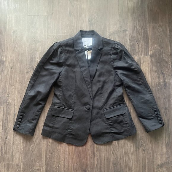 Frame | Black Single Button Pleat Blazer - Size 4 NWT - Picture 11 of 15